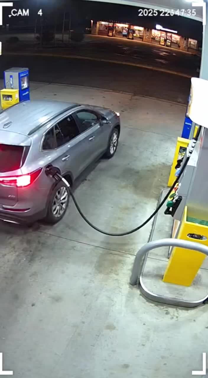 He forgot ONE thing… and the gas station exploded into chaos #cctv #gasstationfail #driverfail #funnyvideo #instantregret