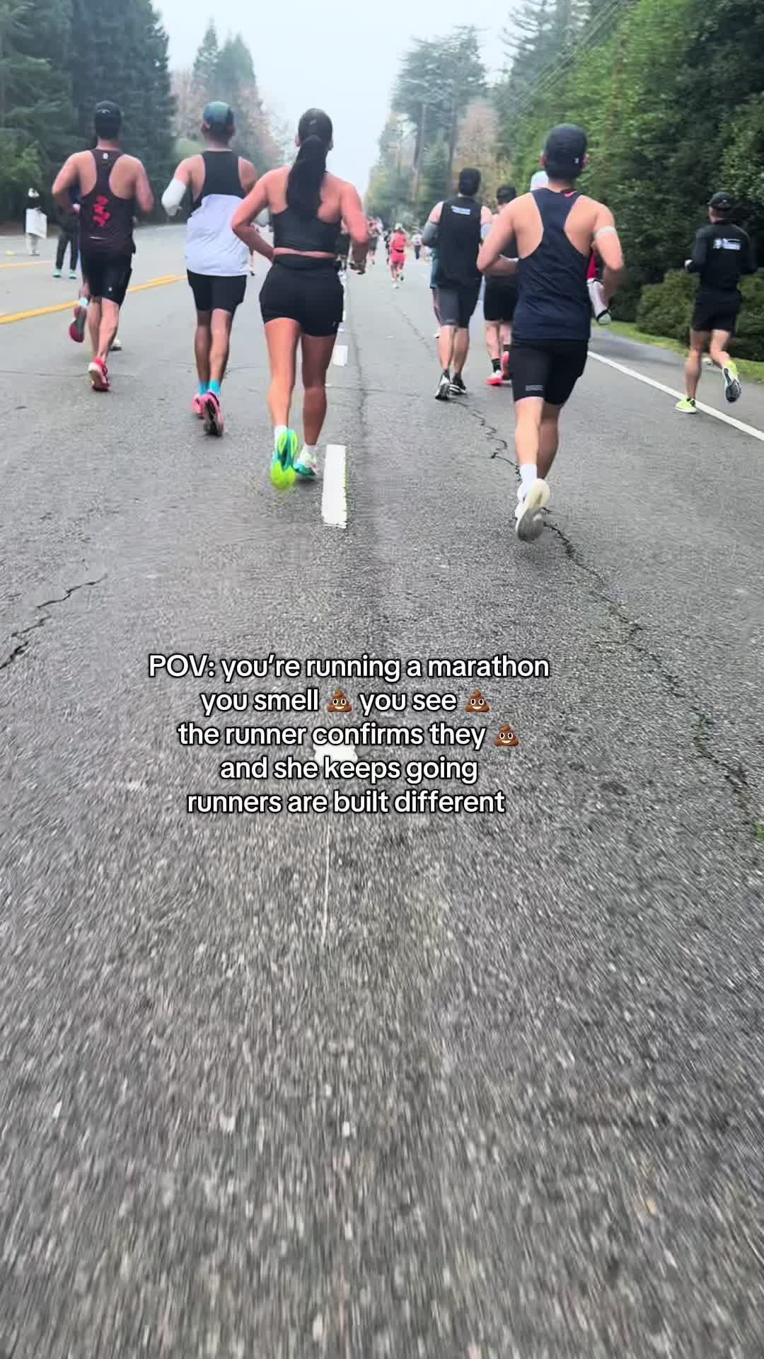 No I didn’t record her. She’s a beast for pushing through because I don’t think I could do it #runner #marathon #cim #runnerprobelms #runtok