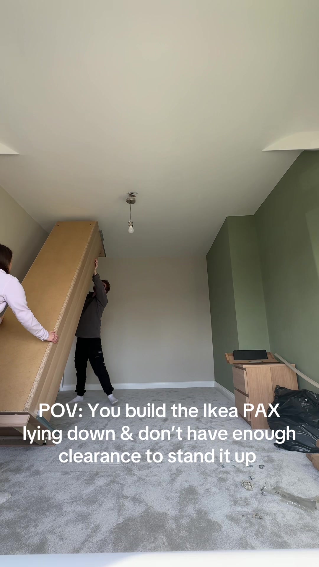 Yes we did measure, the Ikea man also said we would be all okay too! 🥲 #fyp #Ikea #ikeapaxwardrobe #building #decorating 