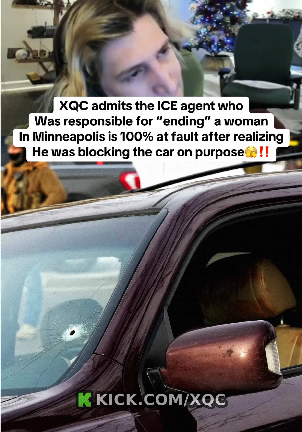 XQC admits the ICE agent who was responsible for ending a woman in Minneapolis is 100% at fault after realizing he was blocking the car on purpose🫣‼️ #xqc #ice #minneapolis #fyp #viral 