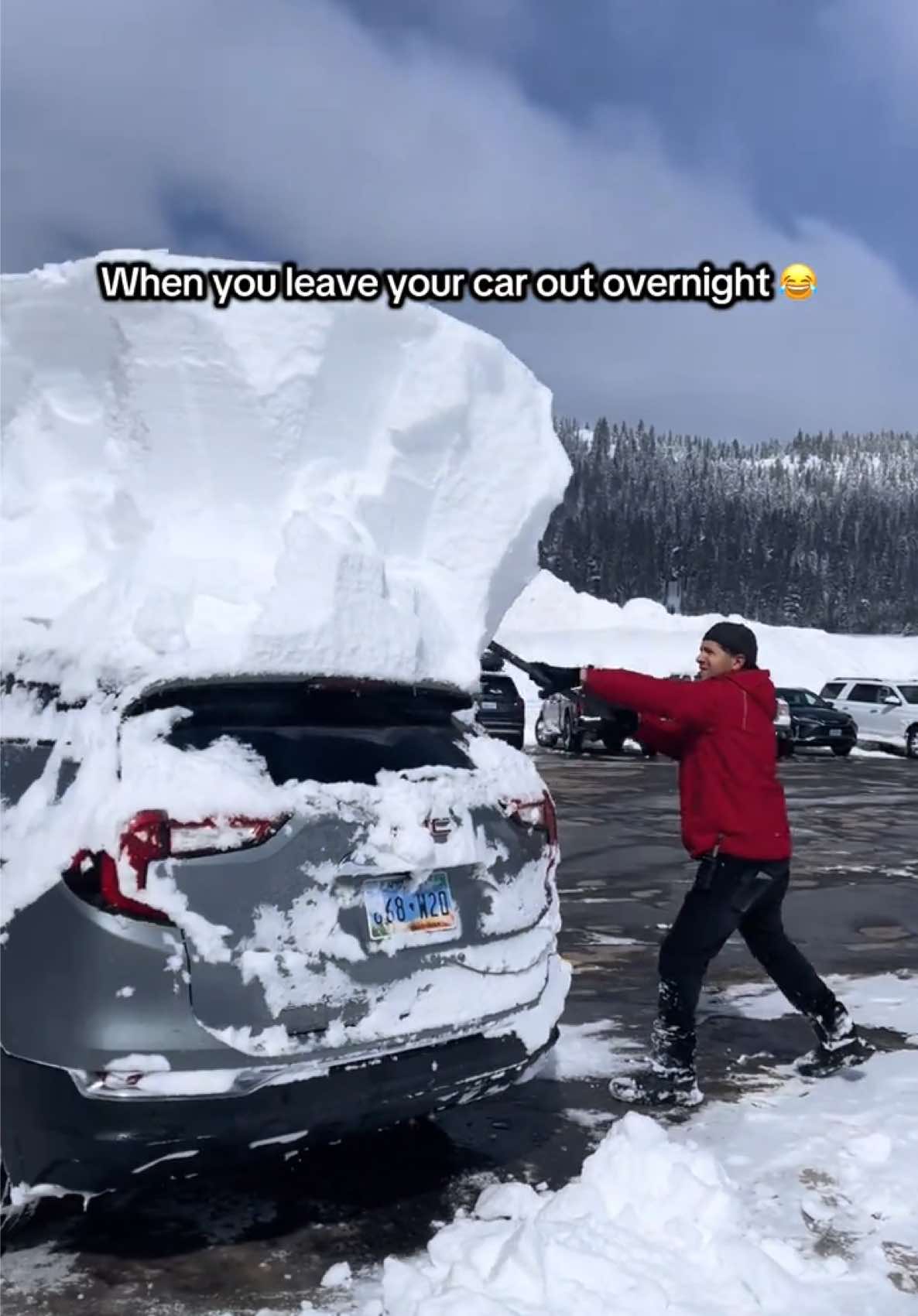 Overnight snowfall at Palisades Tahoe was no joke… Anyone else ever come back to their car like this? 😂 #snow #skiing #skilife #mountainlife #palisadestahoe