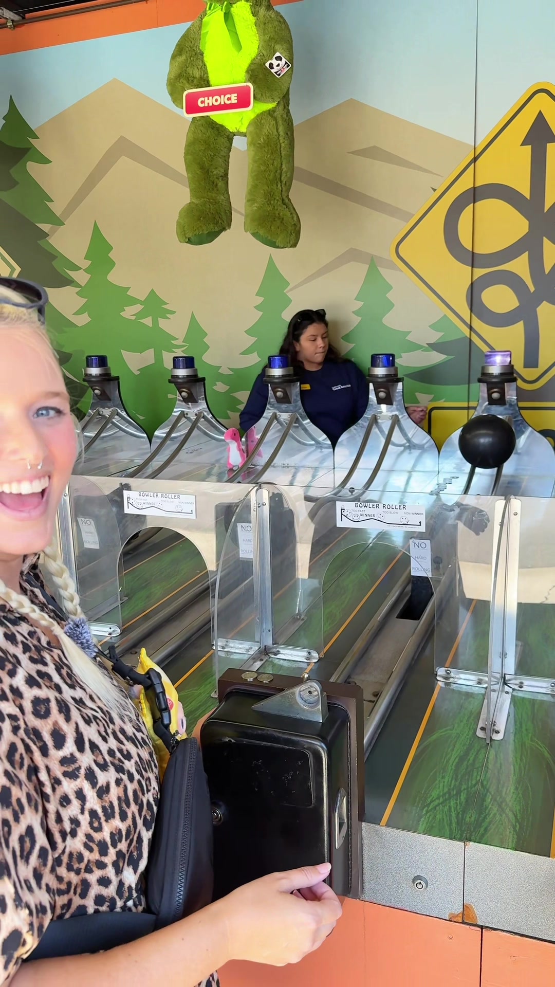 Push the ball barely over the hill to win! #bowlerroller #carnivalgames 