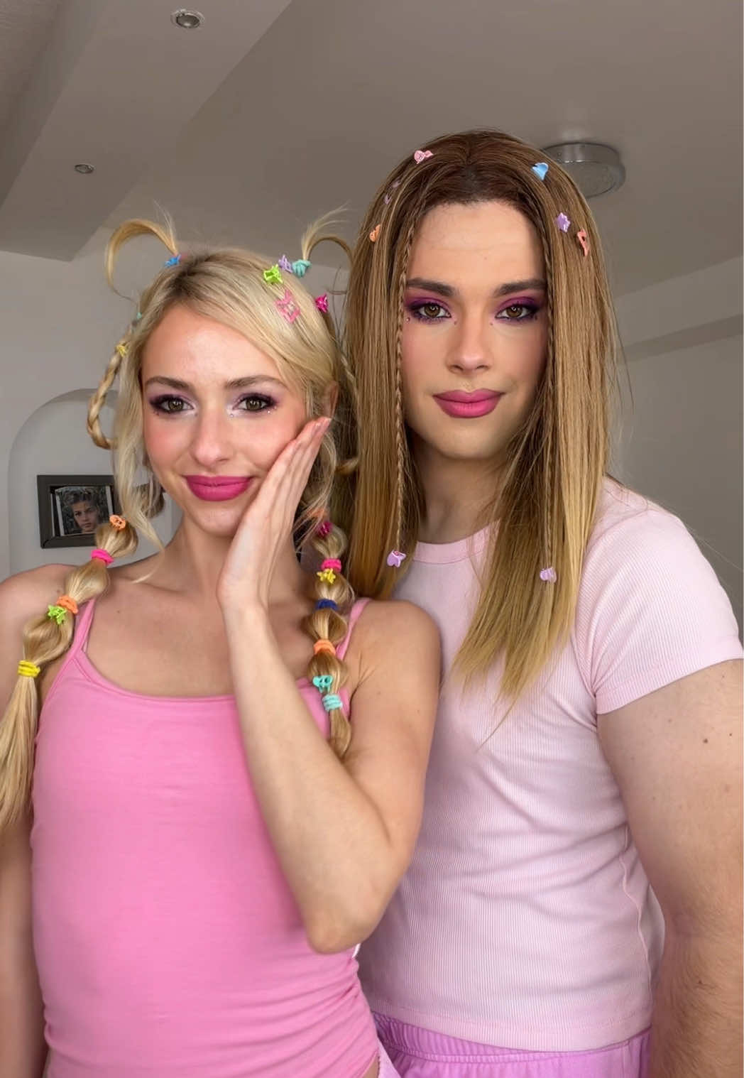 Did me and my brother win this trend? #nataliereynolds #siblings #makeup #colormixing 