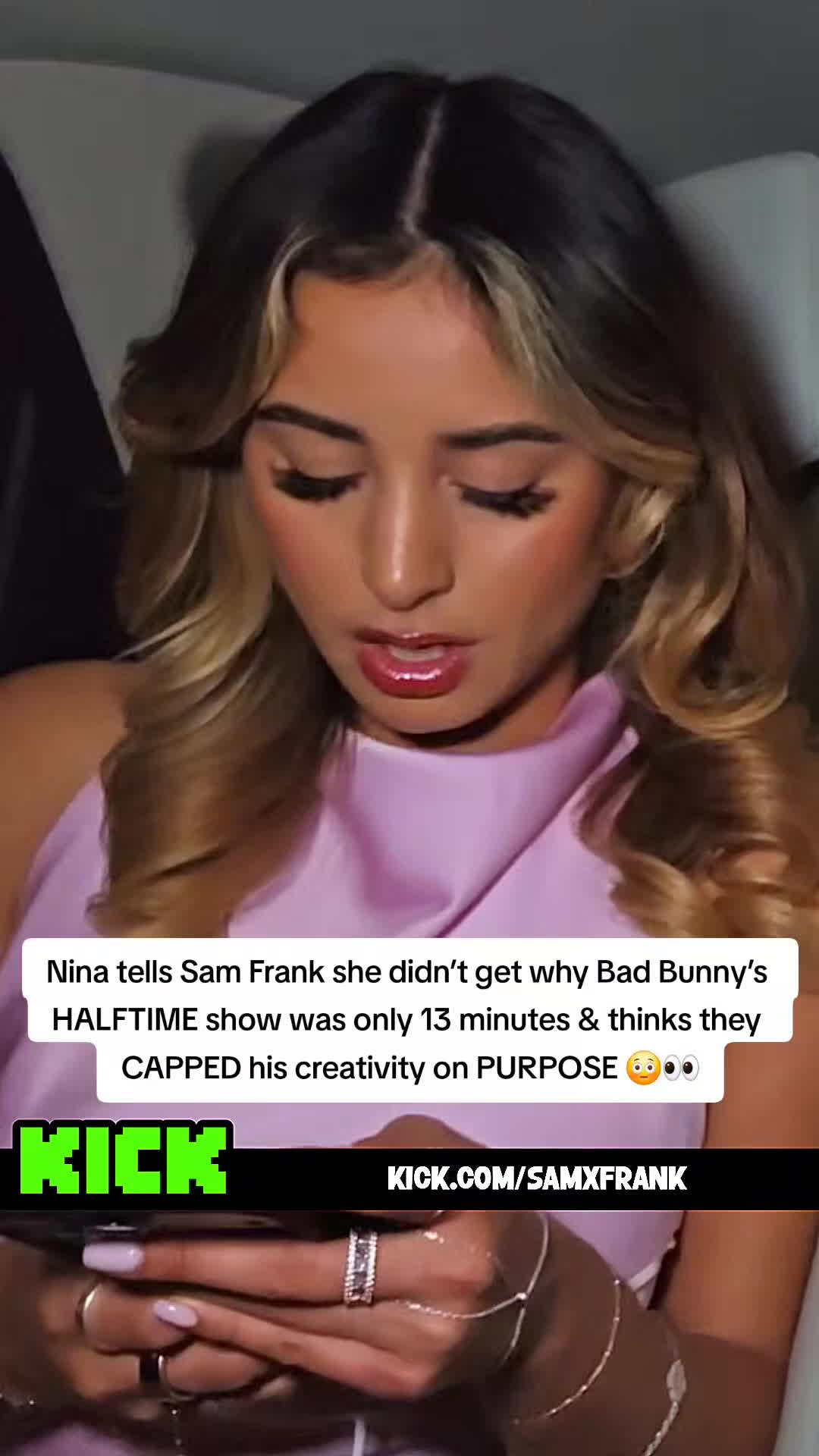 Nina tells Sam Frank she didn’t get why Bad Bunny’s HALFTIME show was only 13 minutes & thinks they CAPPED his creativity on PURPOSE 😳👀 #samfrank #ninadaddyisback #badbunny #trending #fyp 
